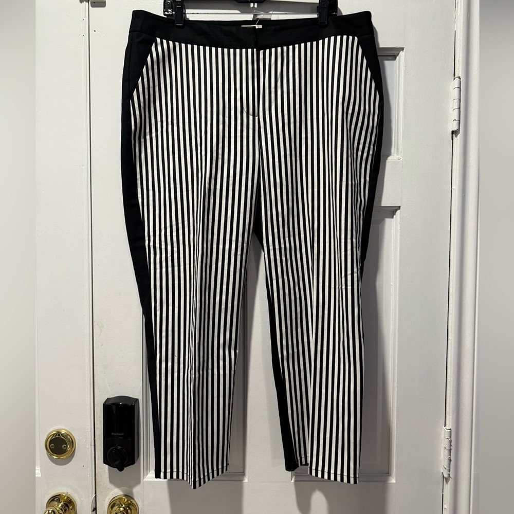 Chico's Black and White Striped Dress Pants